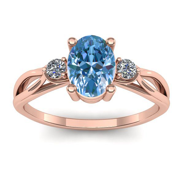 Inel cu diamant de laborator albastru oval
