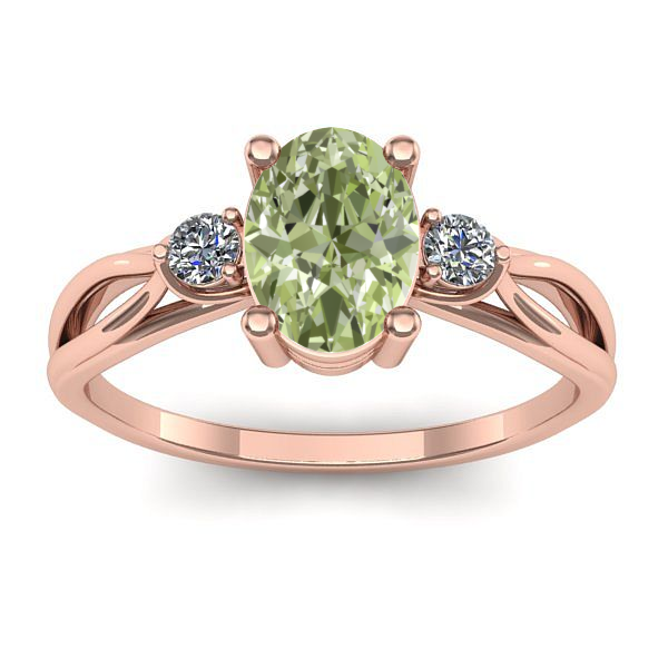Inel logodna cu diamant de laborator verde oval