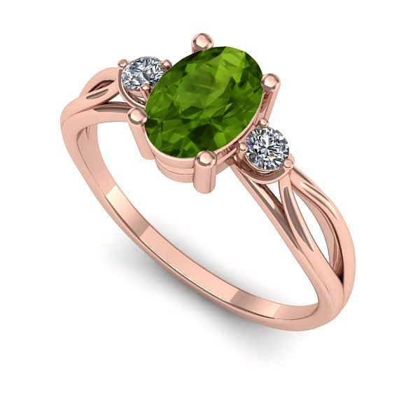 Inel logodna din aur roz cu peridot