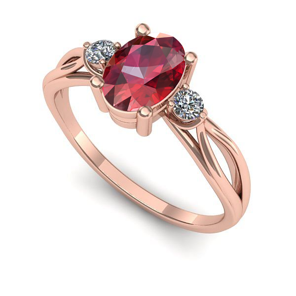 Inel din aur roz cu rubin