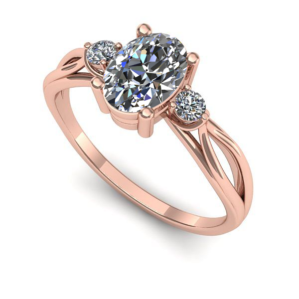 Inel din aur roz cu diamant de laborator