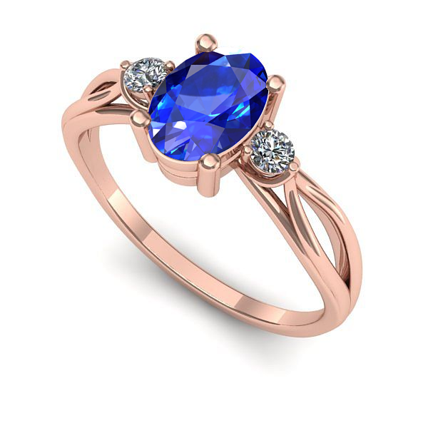 Inel logodna din aur roz cu safir