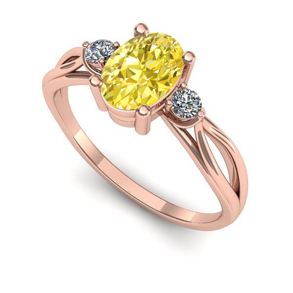 Inel din aur roz cu safir galben