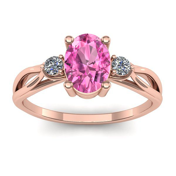 Inel cu safir roz oval