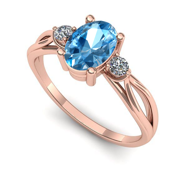 Inel din aur roz cu topaz blue