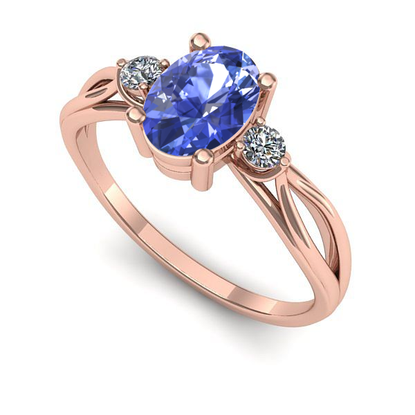 Inel logodna din aur roz cu tanzanit