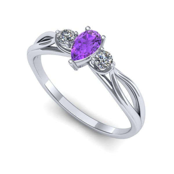 Inel logodna din aur alb cu ametist
