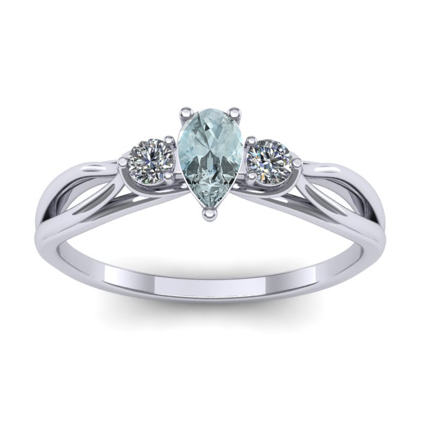 Inel logodna cu aquamarin lacrima