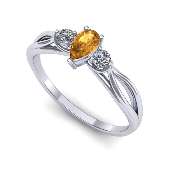 Inel de logodna din aur alb cu citrin