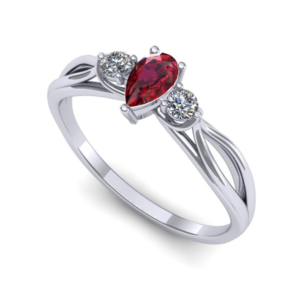 Inel din aur alb cu rubin