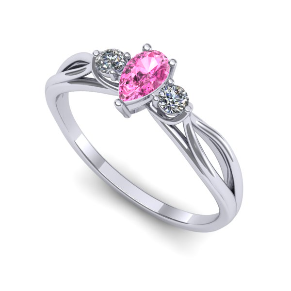 Inel de logodna din aur alb cu safir roz