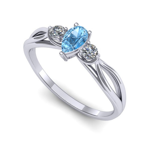 Inel logodna din aur alb cu topaz blue