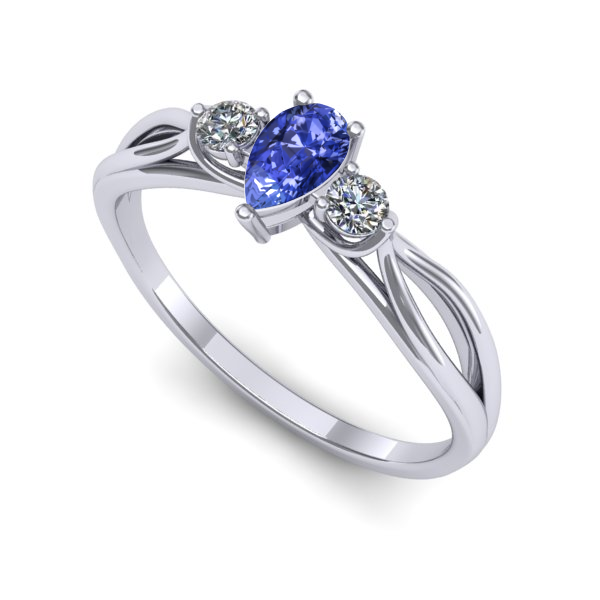 Inel de logodna din aur alb cu tanzanit