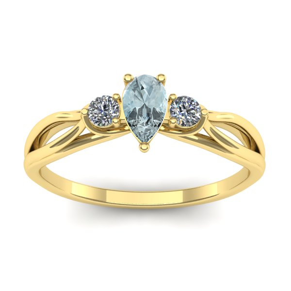Inel logodna cu aquamarin lacrima