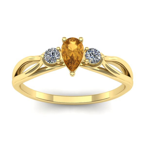 Inel logodna cu citrin lacrima