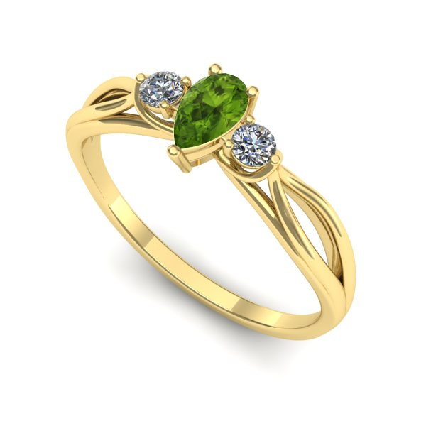 Inel din aur galben cu peridot