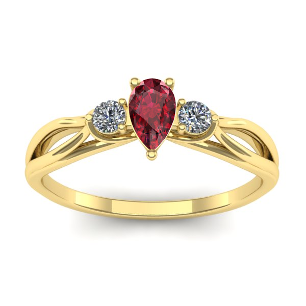 Inel logodna cu rubin lacrima