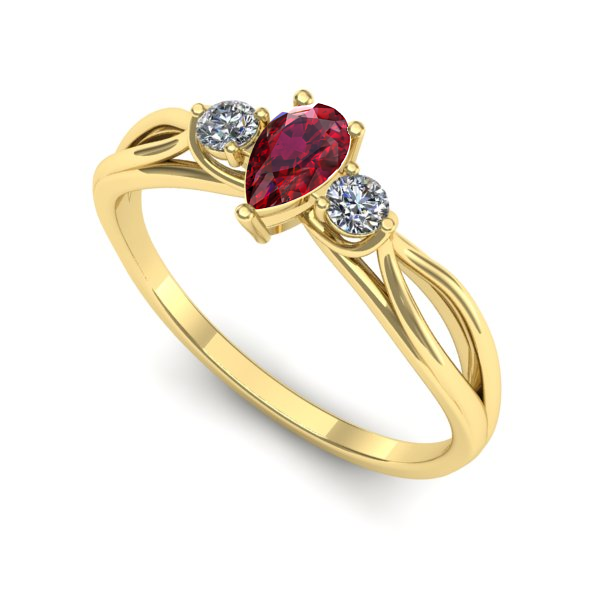 Inel de logodna din aur galben cu rubin