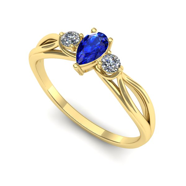 Inel logodna din aur galben cu safir