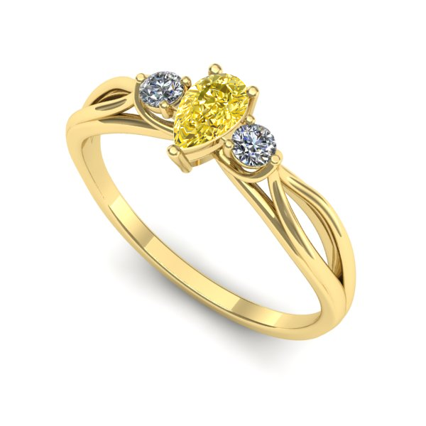 Inel logodna din aur galben cu safir galben