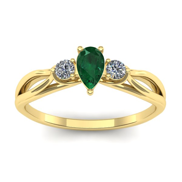 Inel de logodna cu smarald lacrima