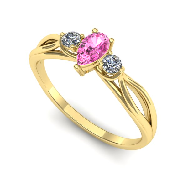 Inel din aur galben cu safir roz