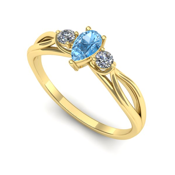 Inel din aur galben cu topaz blue