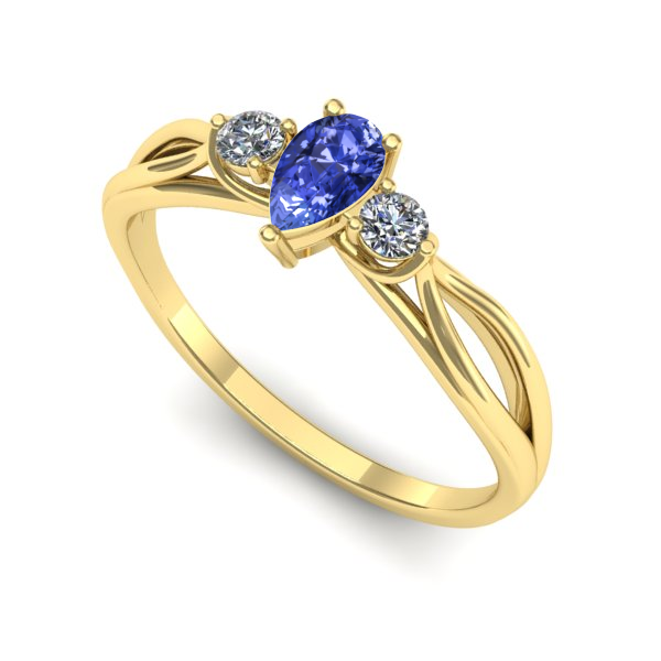 Inel logodna din aur galben cu tanzanit