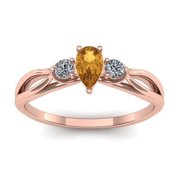Inel logodna cu citrin lacrima