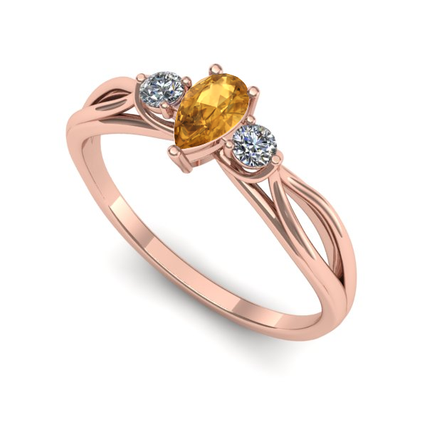 Inel din aur roz cu citrin