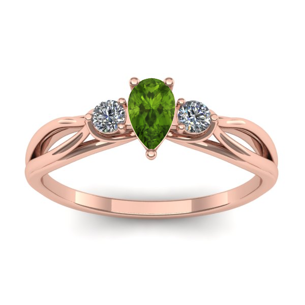 Inel de logodna cu peridot lacrima