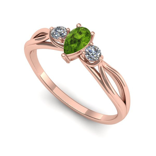 Inel din aur roz cu peridot