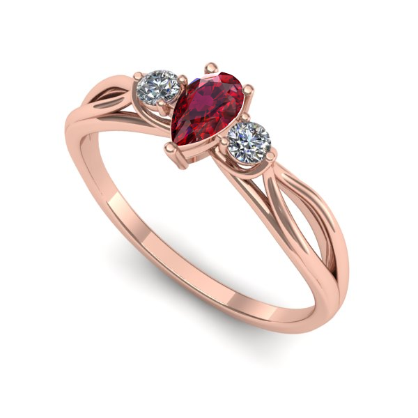 Inel din aur roz cu rubin