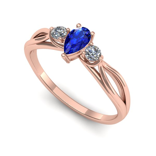 Inel din aur roz cu safir