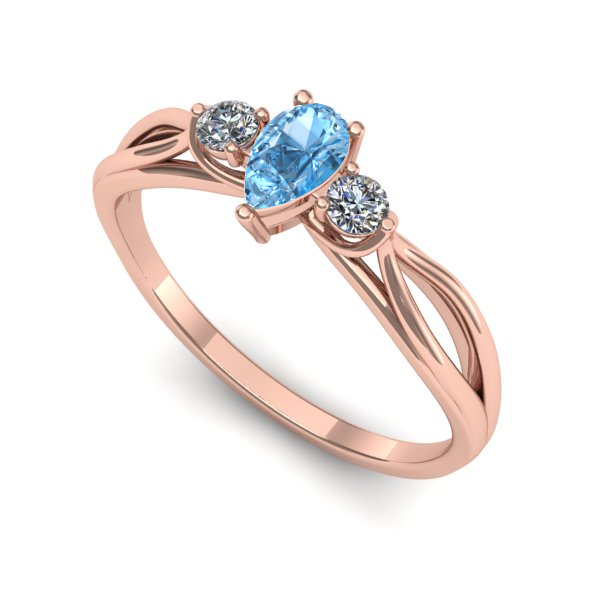 Inel de logodna din aur roz cu topaz blue