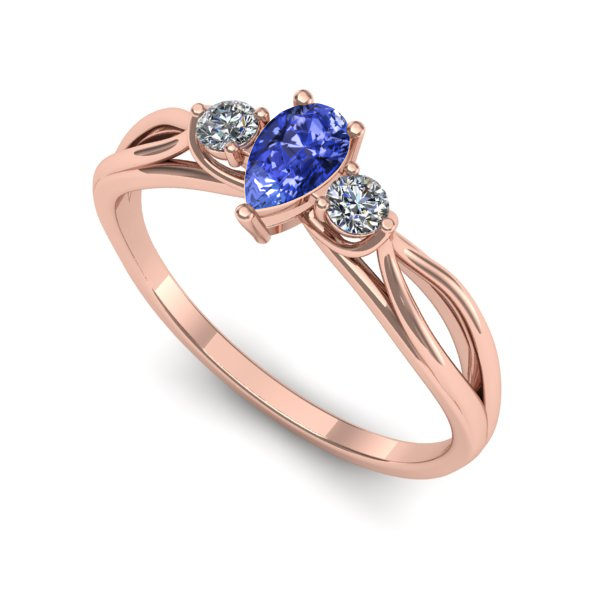 Inel din aur roz cu tanzanit