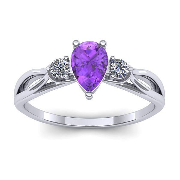 Inel de logodna cu ametist lacrima