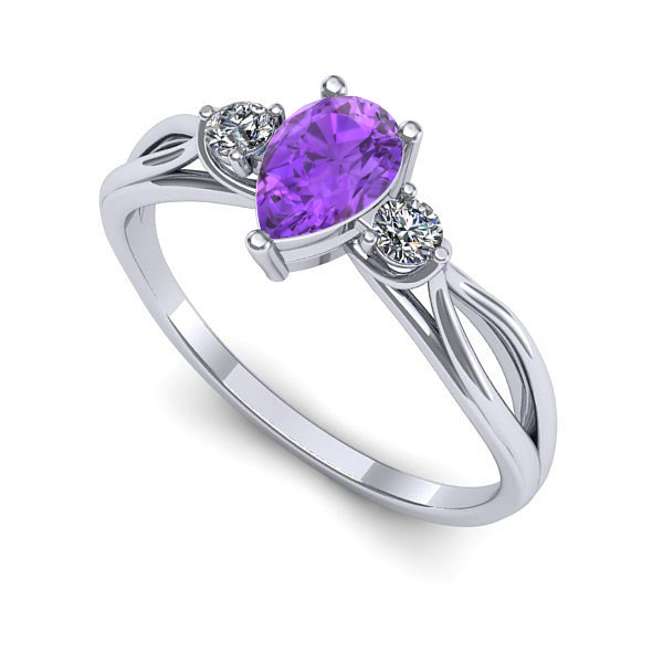 Inel logodna din aur alb cu ametist