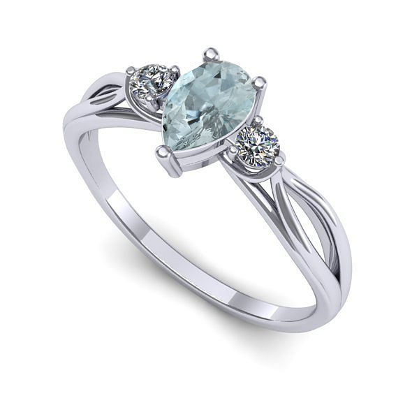 Inel din aur alb cu aquamarin