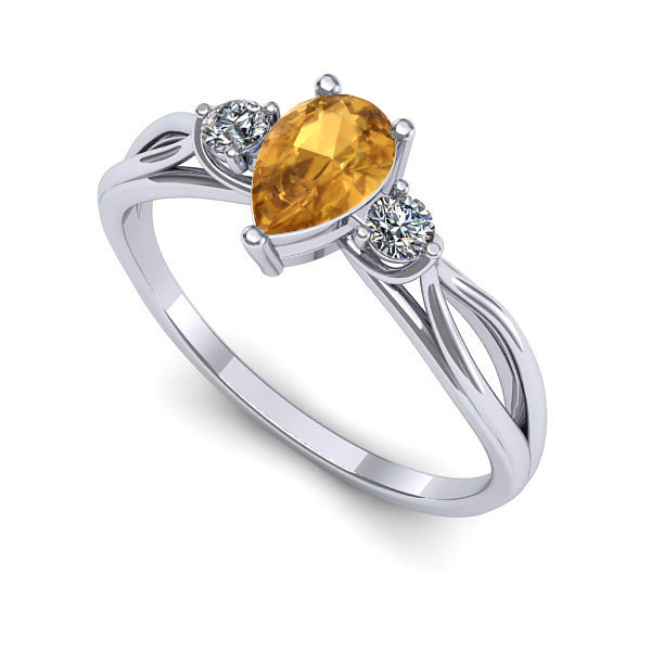 Inel din aur alb cu citrin