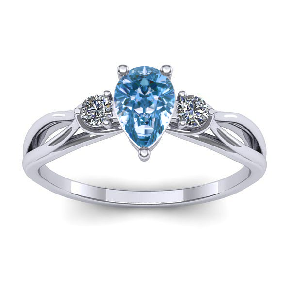 Inel de logodna cu diamant de laborator albastru lacrima