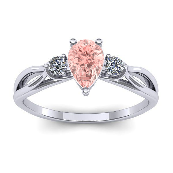 Inel logodna cu diamant de laborator roz lacrima