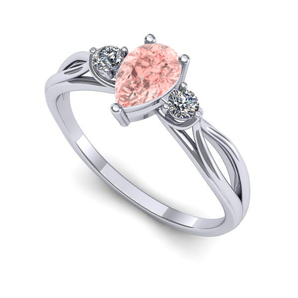 Inel logodna din aur alb cu diamant de laborator roz