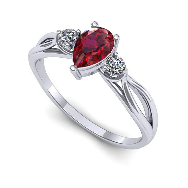 Inel de logodna din aur alb cu rubin
