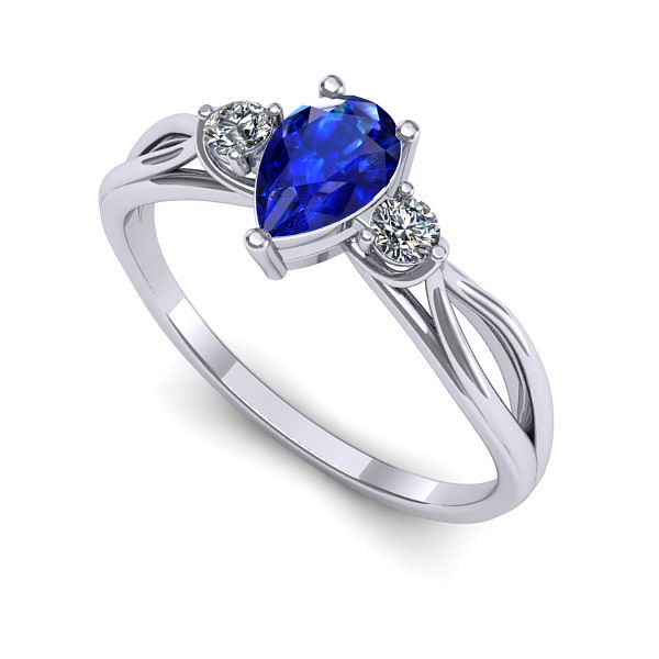 Inel din aur alb cu safir