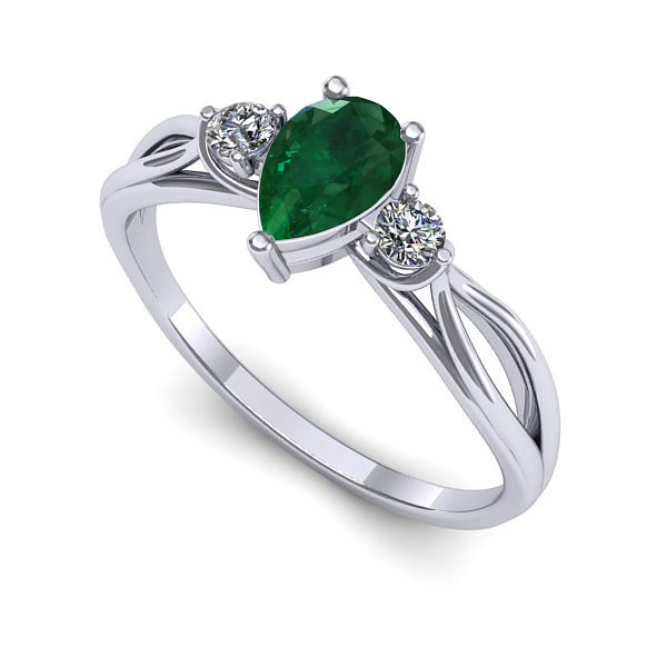 Inel din aur alb cu smarald