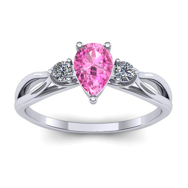 Inel logodna cu safir roz lacrima