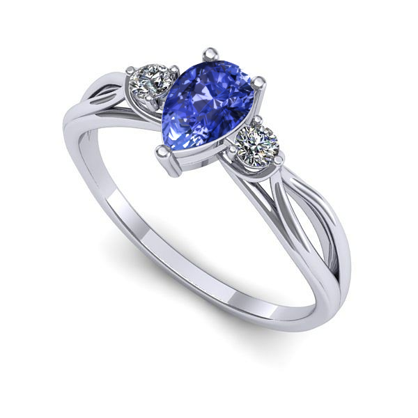 Inel logodna din aur alb cu tanzanit