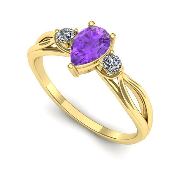 Inel din aur galben cu ametist