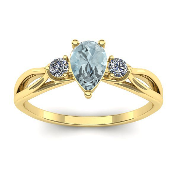Inel logodna cu aquamarin lacrima